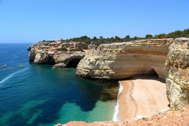 A coved beach in the Algarve