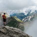 Hiker looking out over the mountains